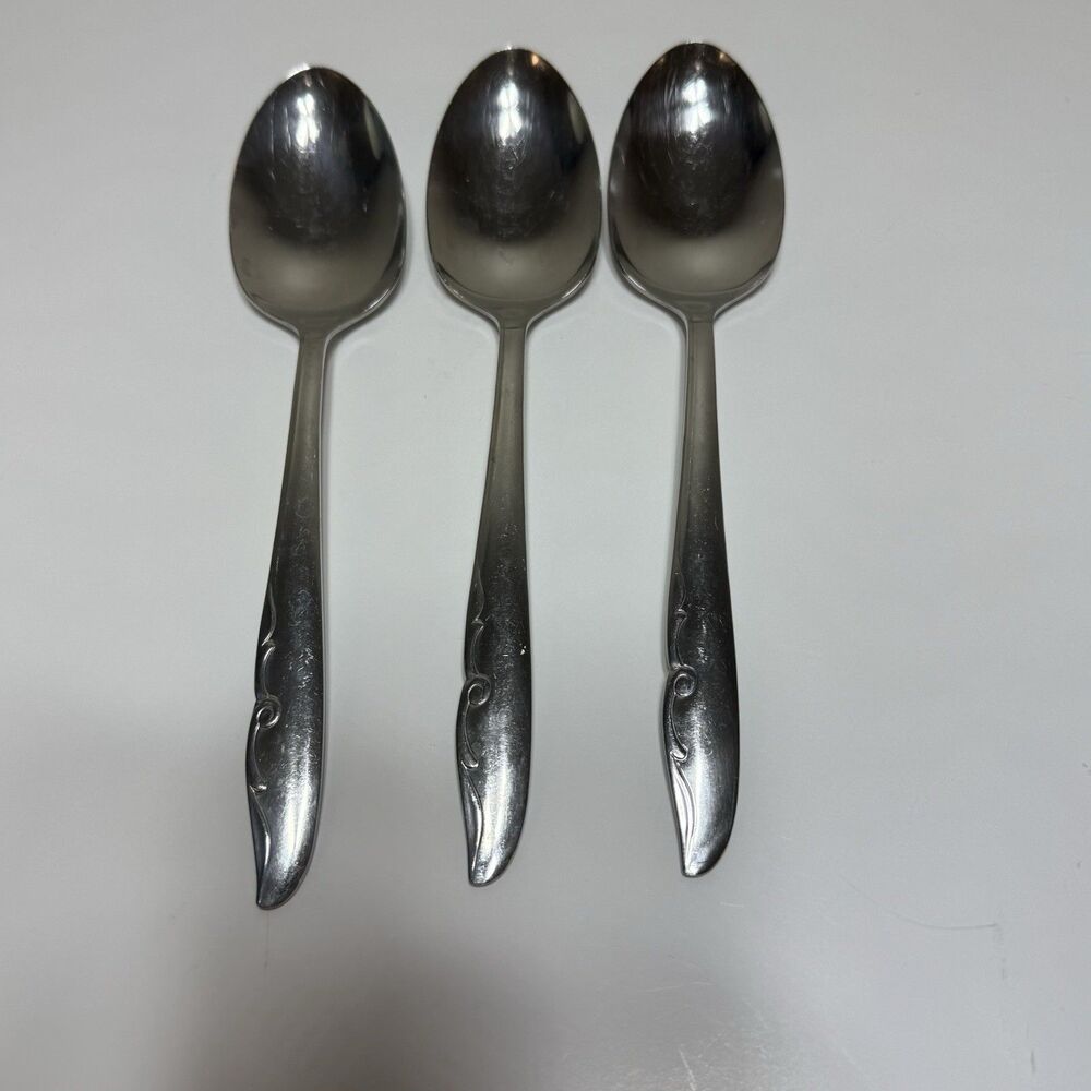 ONEIDA Decorator's Stainless MERMAID Set 3 SERVING SPOONS 8 1/4" Glossy Flatware